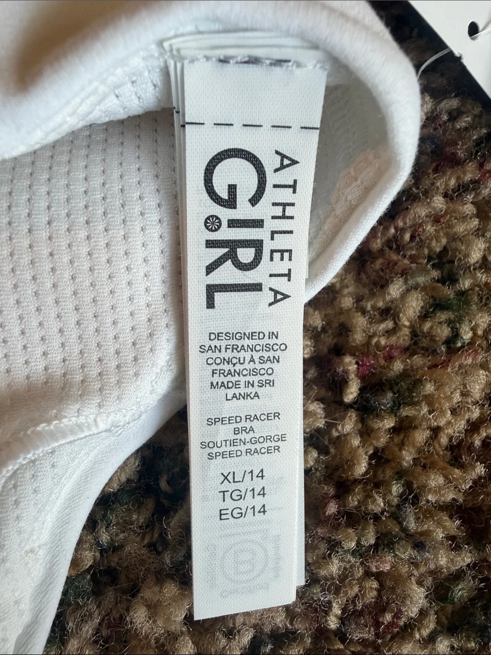 Athleta Girl White Textured Racerback Sports Bra
